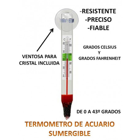 Termómetro Para Colgar En Acuario (0 - 40º) Calentadores y Termómetros  Peces - Mascota Planet SL